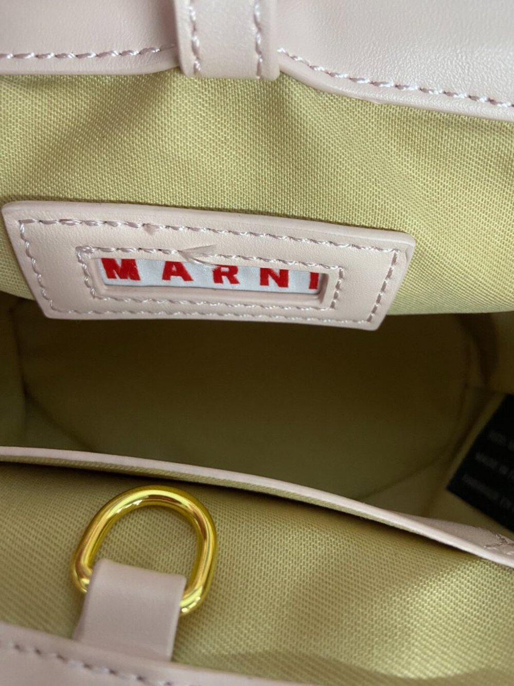 🌸Marni Blush Pink Raffia Mini Bucket Bag Leather Trim Removable Crossbody Strap - Picture 4 of 6